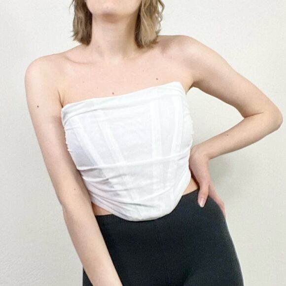 Rehab Lab White Structured Sleeveless Strapless Corset Top - Picture 1 of 6